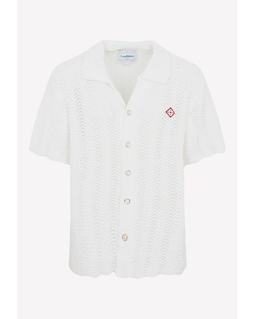 CASABLANCA White Short-sleeved Knitted Shirt for men