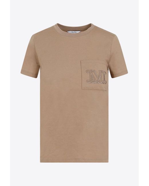 Max Mara Natural Logo-Embroidered Papaya T-Shirt