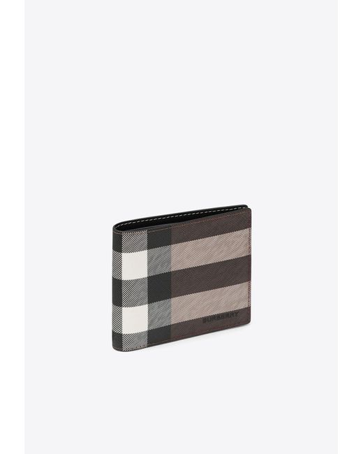 Burberry White Bi-Fold Checked Leather Wallet for men