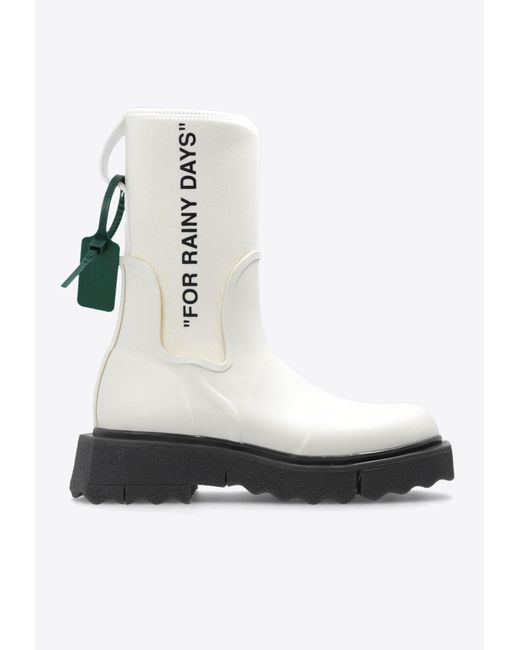 Off-White c/o Virgil Abloh White Sponge Mid-Calf Rain Boots