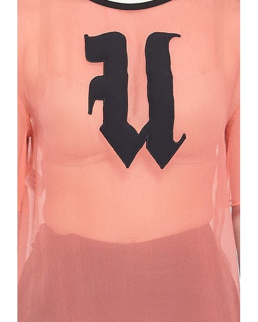 Emanuel Ungaro Pink U Logo Patch Sheer Blouse
