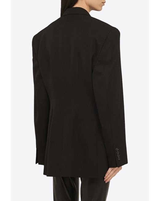 Balenciaga Black Cinched Double-Breasted Wool Blazer
