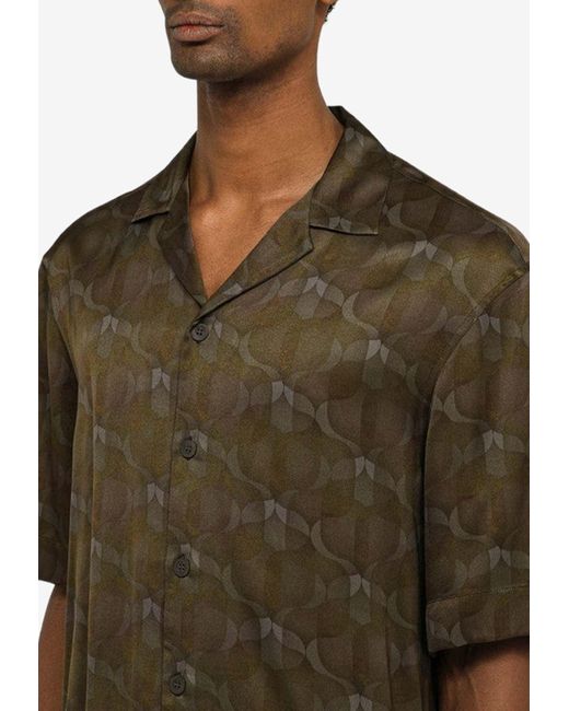 Dries Van Noten Green Cassi Printed Short-Sleeved Shirt for men