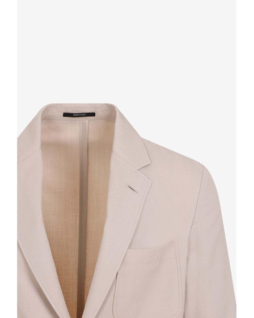 Dunhill Natural Single-Breasted Wool-Blend Blazer for men