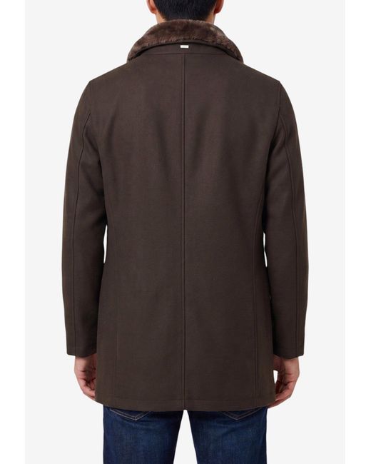 Herno Brown High-Collar Short Coat for men