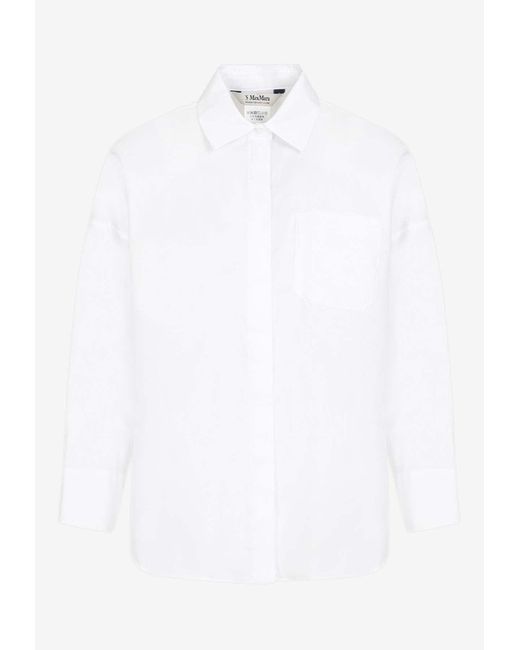 Max Mara Long-sleeved Lodola Shirt in White | Lyst