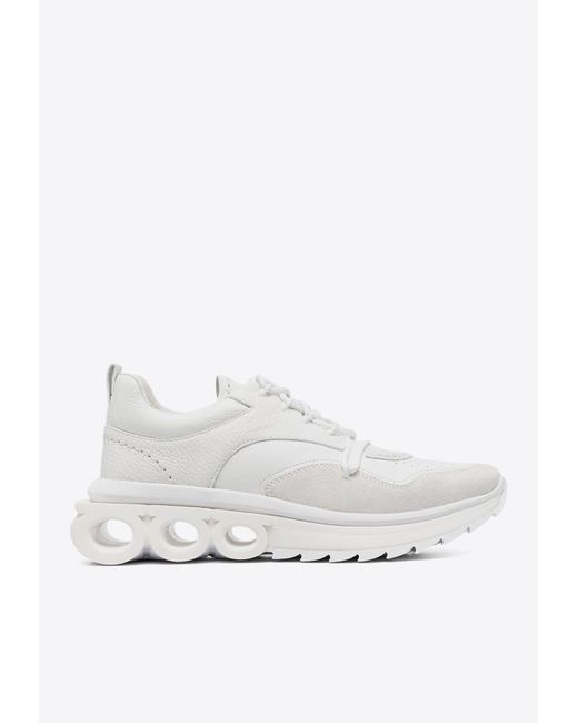 Ferragamo White Nima Skin Leather Running Sneakers for men
