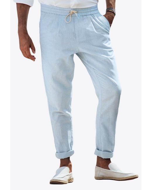 Les Canebiers Blue Sauvier Drawstring Pants for men