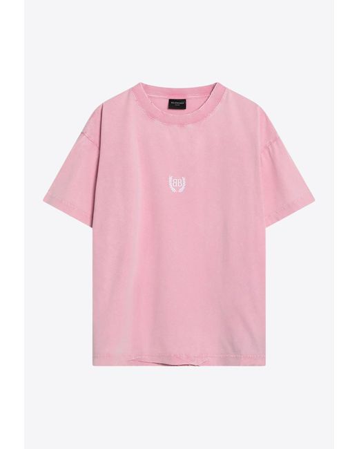 Balenciaga Pink Laurel Logo Boxy T-Shirt