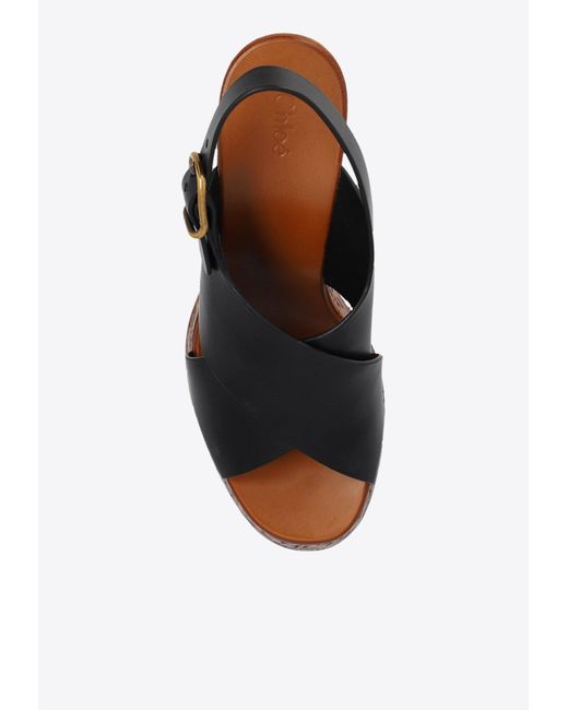 Chloé Brown Maxime 130 Engraved Wedge Sandals