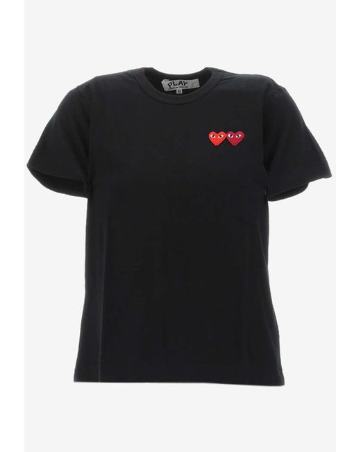 COMME DES GARÇONS PLAY Black Double Hearts Crewneck T-Shirt