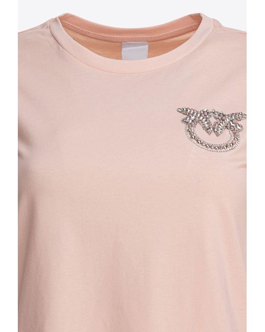 Pinko Pink Embellished Love Birds T-Shirt