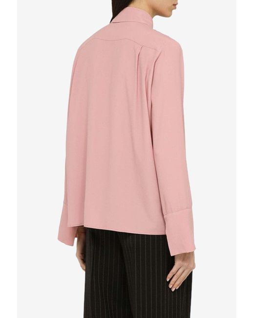 FEDERICA TOSI Pink Silk-Blend Long-Sleeved Shirt