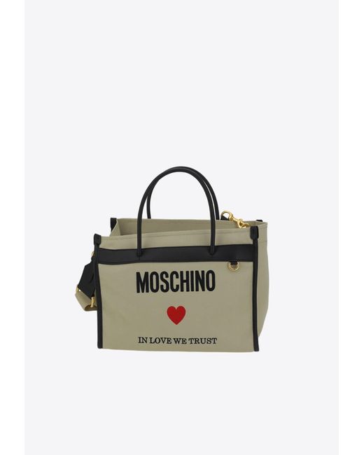 Moschino Blue In Love We Trust Tote Bag