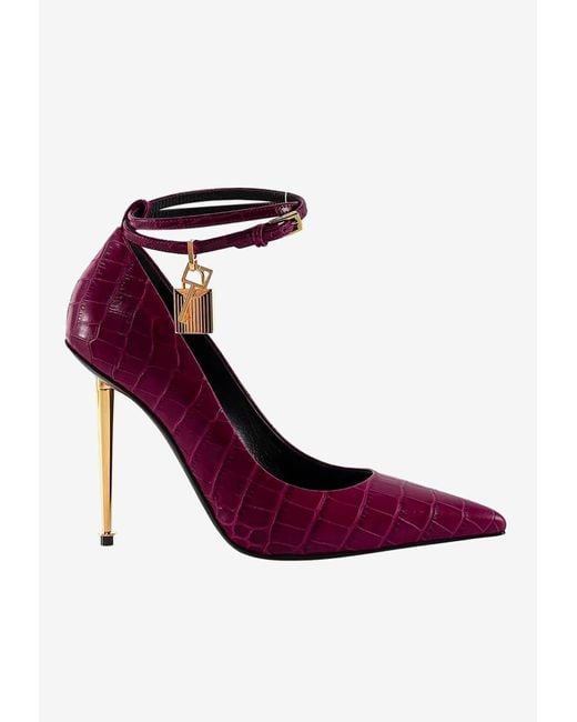 Tom Ford Purple 110 Padlock Pointed Toe Pumps