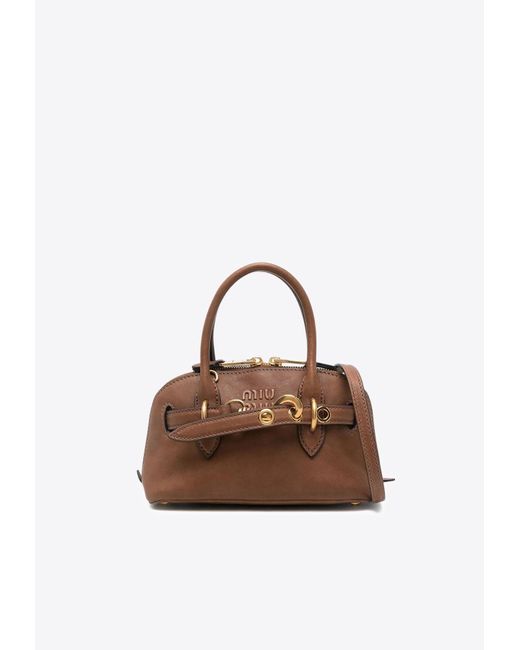 Miu Miu Brown Aventure Nappa Leather Top Handle Bag