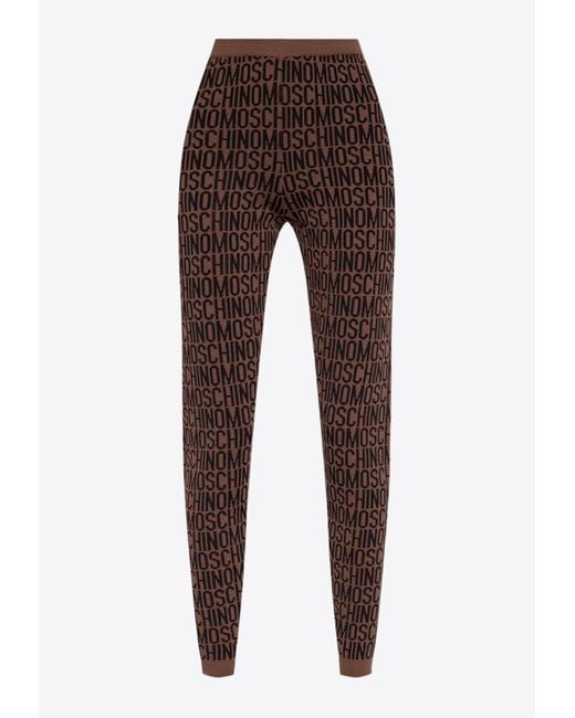 Moschino Brown All-over Monogrammed Leggings