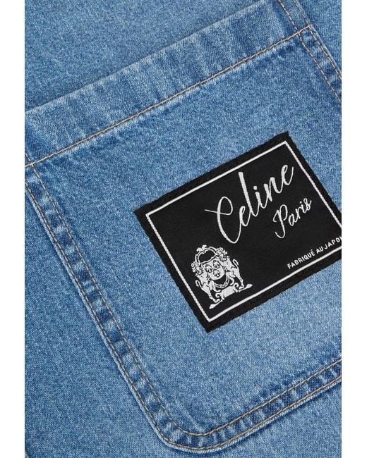 Céline Blue Logo Patch Denim Shirt for men