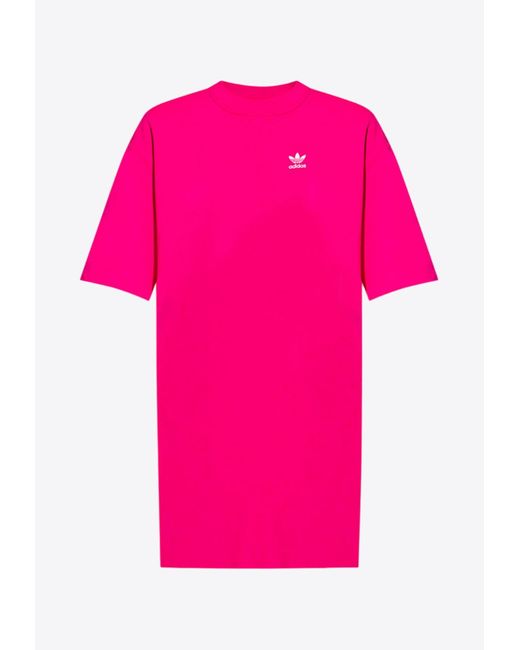 Adidas Originals Pink Logo Print Mini T-shirt Dress
