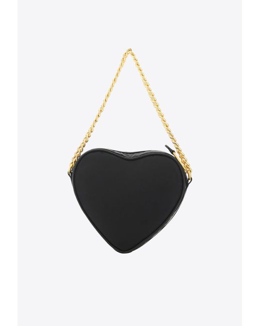 Moschino Black Logo Lettering Heart-Shaped Shoulder Bag