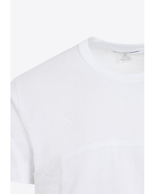 Comme des Garçons White Paneled Crewneck T-Shirt for men
