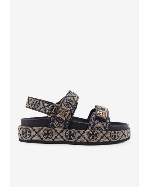 Tory Burch Blue Kira Monogram Jacquard Sandals