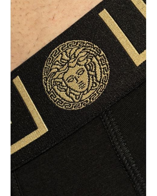 Versace Black Greca Border Long Trunks for men