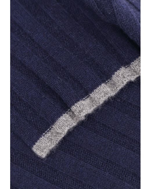 Brunello Cucinelli Blue Ribbed Cashmere Scarf for men