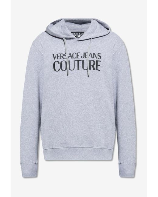 Versace Jeans Gray Hoodie With Logo for men