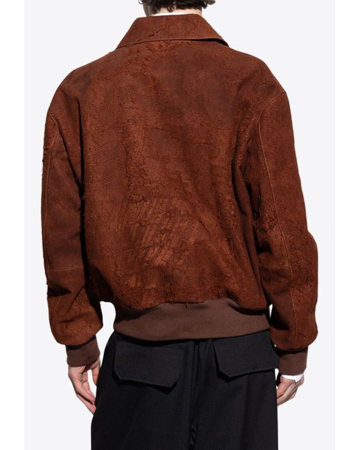 Alexander McQueen Brown Distressed Suede Jacket for men