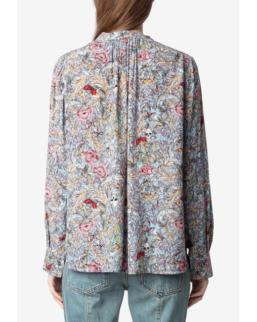 Zadig & Voltaire Gray Tink Floral Print Blouse