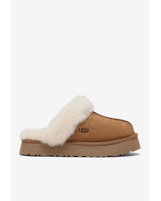 Ugg Brown Disquette Suede Flat Mules