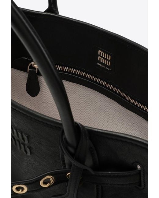 Miu Miu Black Aventure Nappa Leather Shoulder Bag