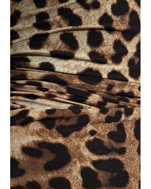 Dolce & Gabbana White Leopard Print Halterneck One-Piece Swimsuit