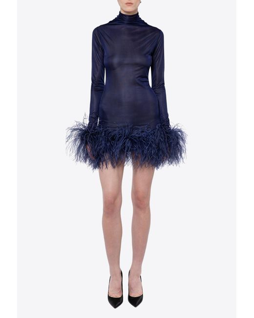 16Arlington Blue Luna Feather Mini Dress