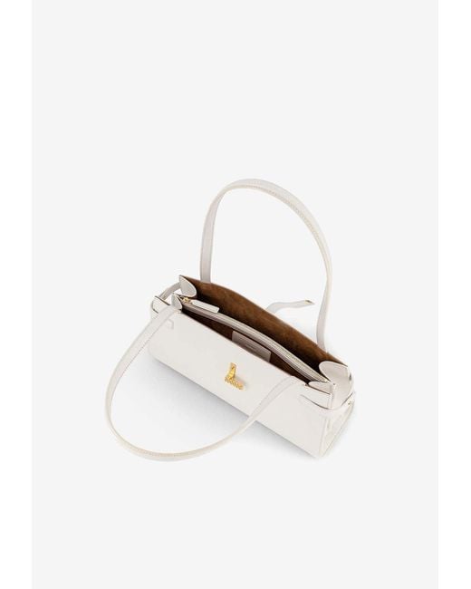Mlouye White Isla Suede Wide Shoulder Bag