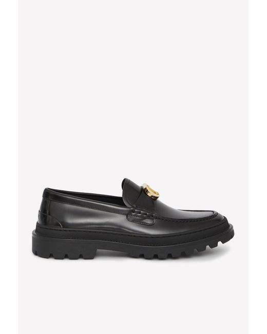 Dior Black Explorer Loafers In Calf Leather for men