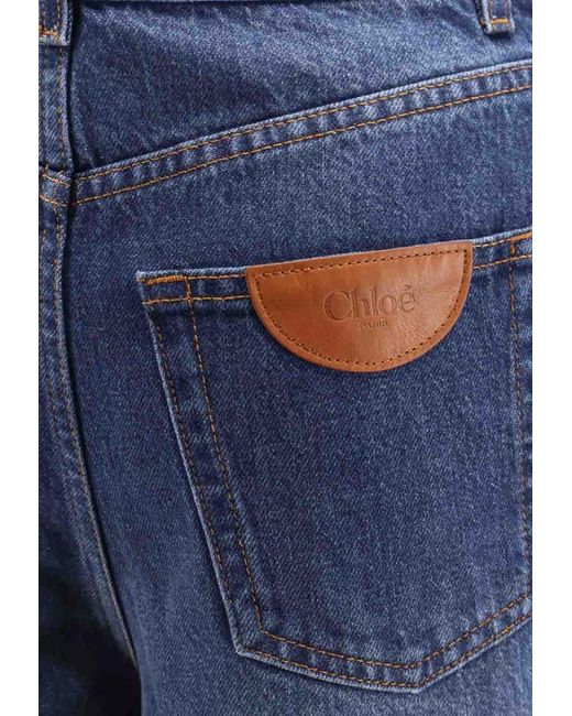 Chloé Blue Logo Patch Boot-Cut Jeans