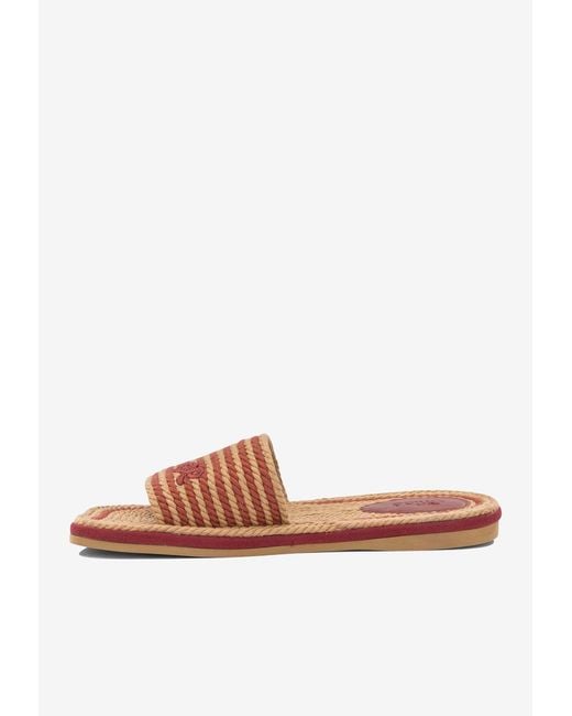 Chloé White Sand Woven Slides