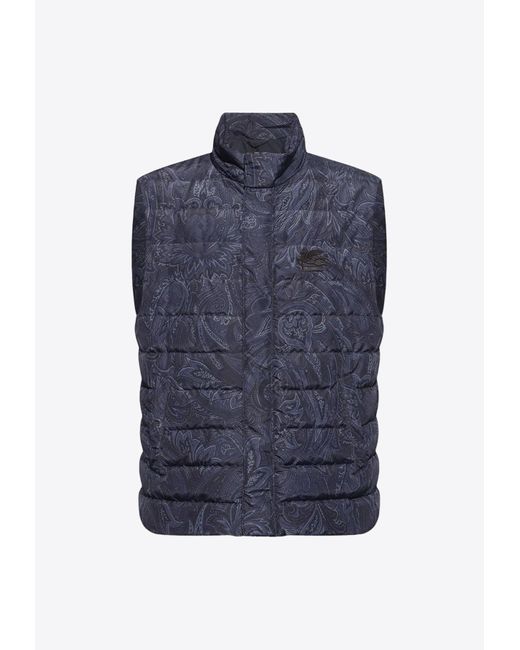 Etro Blue Quilted Down Vest for men