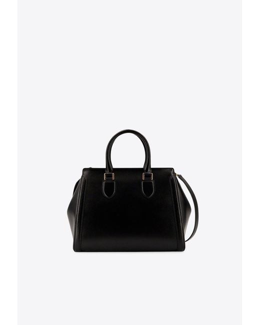 Alexander McQueen Black Large Birdee Leather Top Handle Bag