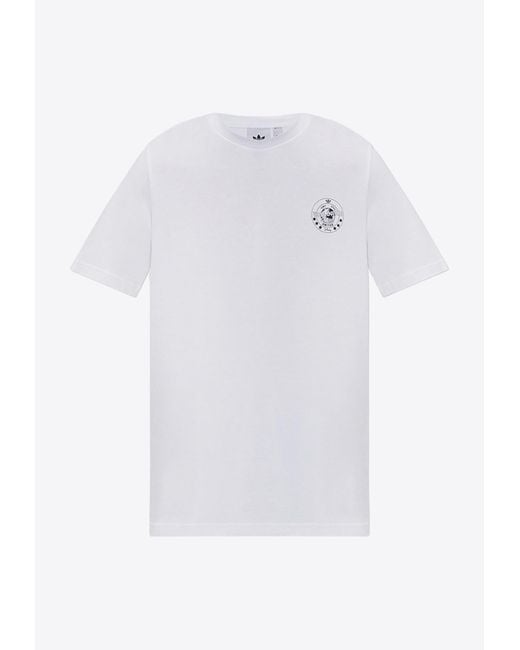 Adidas Originals White Disney Print Crewneck T-Shirt for men
