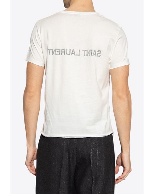 Saint Laurent White Reverse Logo T-Shirt for men