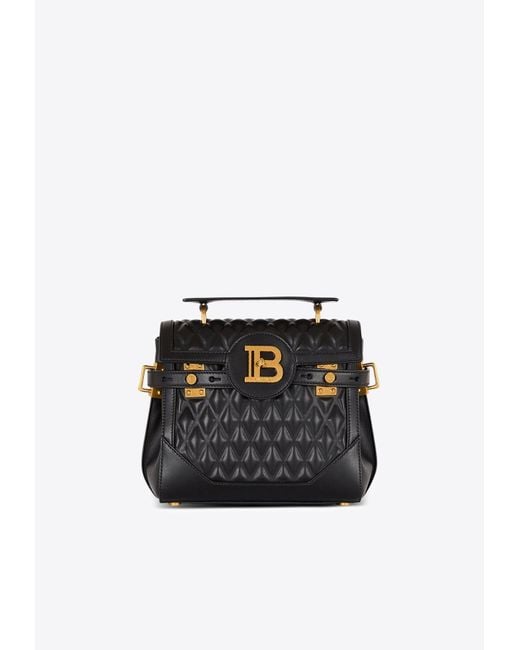 Balmain Womens Black BBuzz 23 DiamondQuilted Top Handle Bag