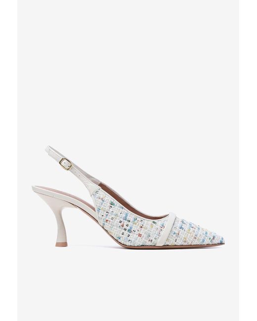 Malone Souliers White Jama 70 Sequin-Embellished Pumps
