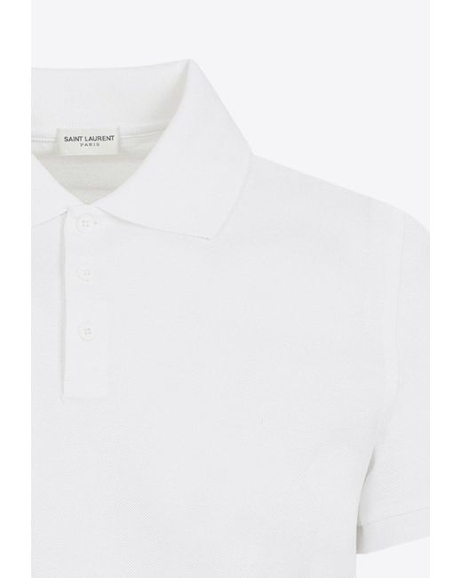 Saint Laurent White Logo Short-Sleeved Polo T-Shirt for men