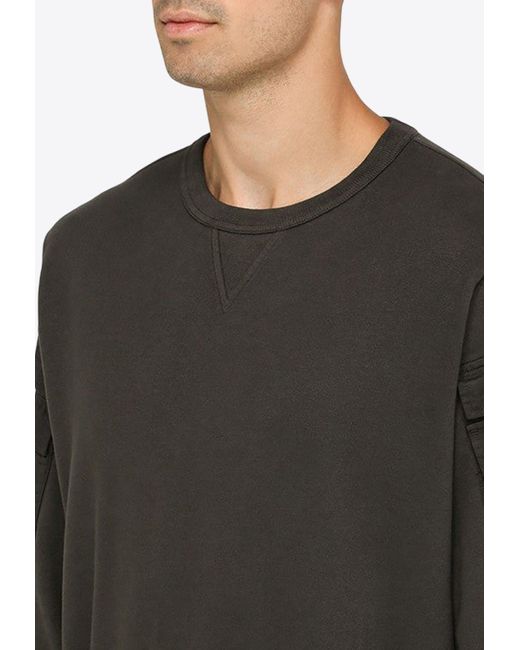 Stone Island Gray Logo-Patch Sweatshirt With Sleeve Pockets for men