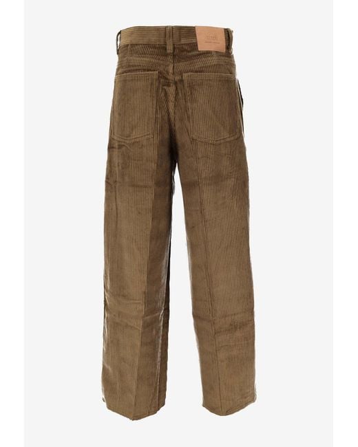 AMI Natural Buttoned Wide-Leg Pants for men
