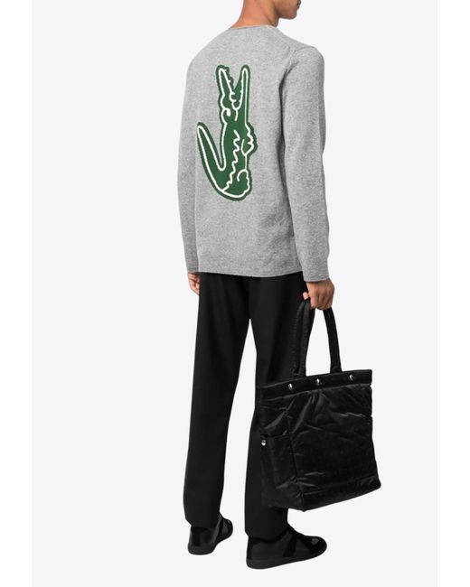 Comme des Garçons Gray X Lacoste Intarsia Knit Logo Wool Sweater for men
