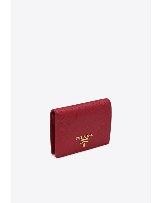 Prada Red Fiery Saffiano Leather Small Wallet